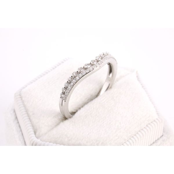 14K White Gold Natural Diamond Double Row Contour Band Image 2 Puckett's Fine Jewelry Benton, KY