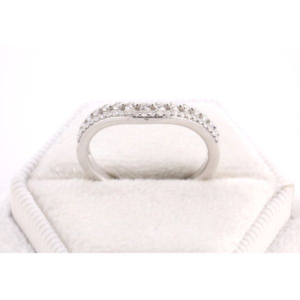 14K White Gold Natural Diamond Double Row Contour Band Image 3 Puckett's Fine Jewelry Benton, KY