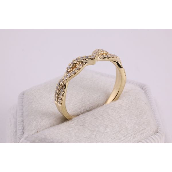 14K Yellow Gold Natural Diamond Twist Chevron Contour Band Image 2 Puckett's Fine Jewelry Benton, KY