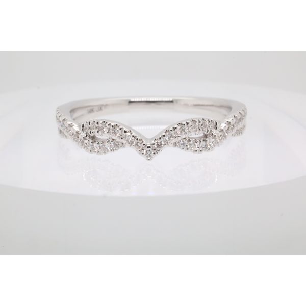 14K White Gold Natural Diamond Twist Chevron Contour Band Puckett's Fine Jewelry Benton, KY