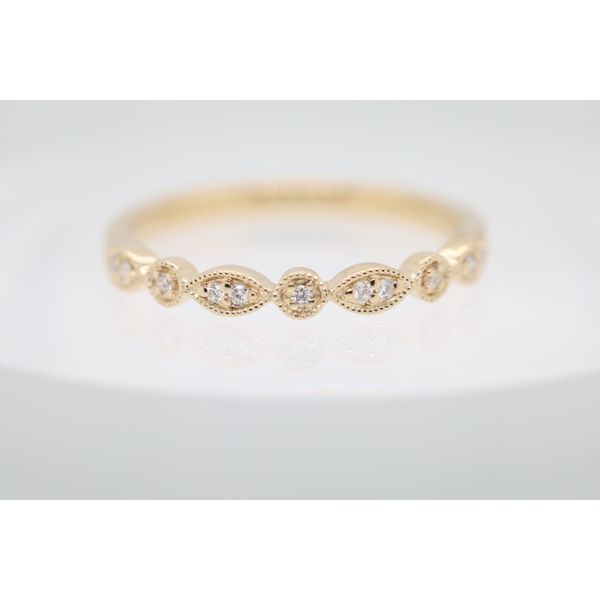14K Yellow Gold Natural Diamond Milgrain Panel Band Puckett's Fine Jewelry Benton, KY