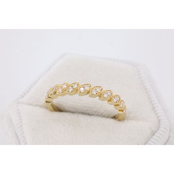 14K Yellow Gold Diamond Milgrain Stacking Band Image 2 Puckett's Fine Jewelry Benton, KY
