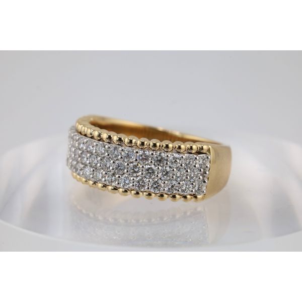 14K Yellow Gold Wide Three-Row Diamond Band | 1.00 CT TWT Image 2 Puckett's Fine Jewelry Benton, KY