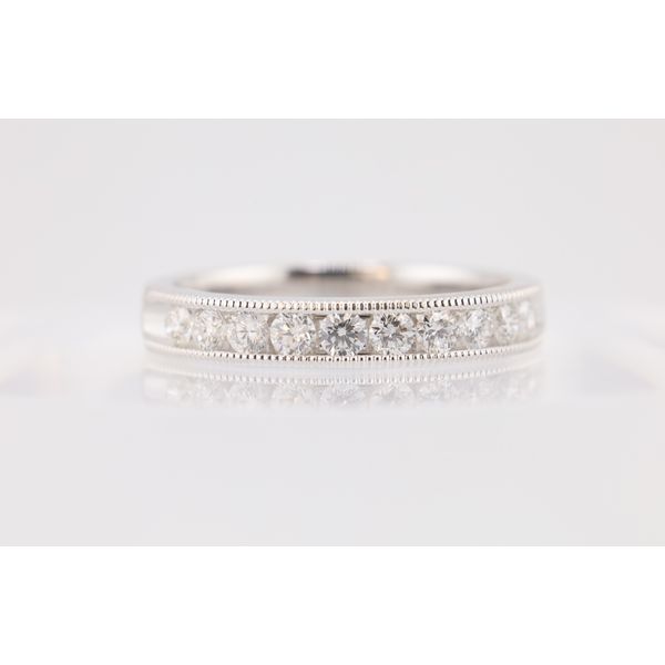 14K White Gold Diamond Channel Set Band with Milgrain Edges Puckett's Fine Jewelry Benton, KY