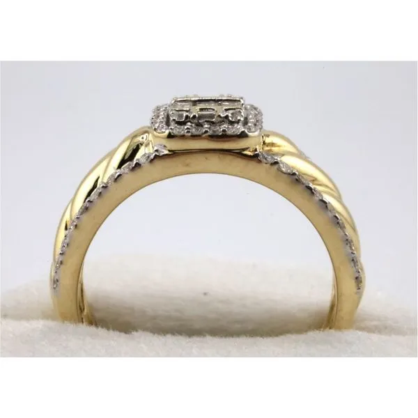 14K Two Tone Diamond Fashion Ring with Swirl Center Band Image 3 Puckett's Fine Jewelry Benton, KY