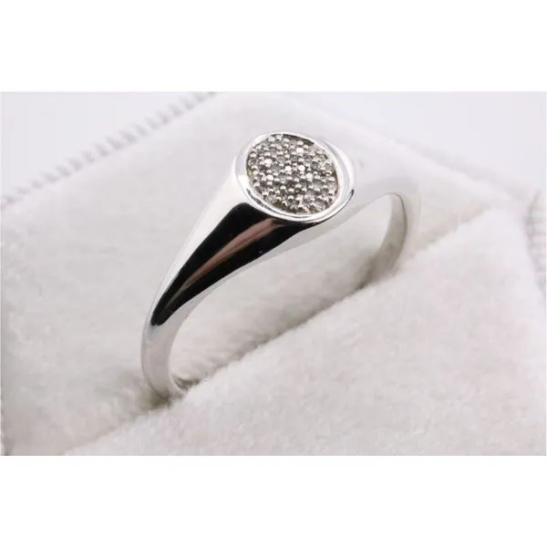 10K White Ladies Diamond Signet Style Fashion Ring Image 2 Puckett's Fine Jewelry Benton, KY