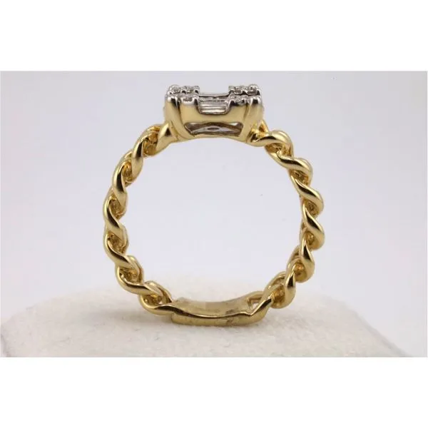 14K Yellow Gold Diamond Fashion Ring with Square Top and Chain Link Shank Image 3 Puckett's Fine Jewelry Benton, KY