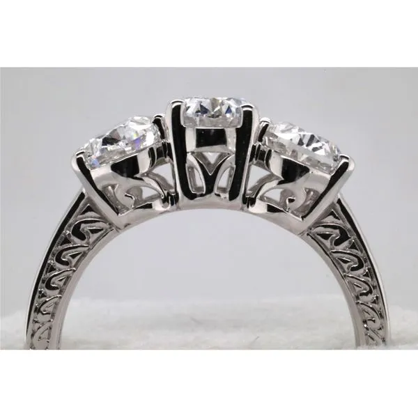 14K White Gold Oval Lab Grown Diamond Three-Stone Ring Image 4 Puckett's Fine Jewelry Benton, KY