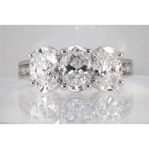 14K White Gold Oval Lab Grown Diamond Three-Stone Ring Puckett's Fine Jewelry Benton, KY