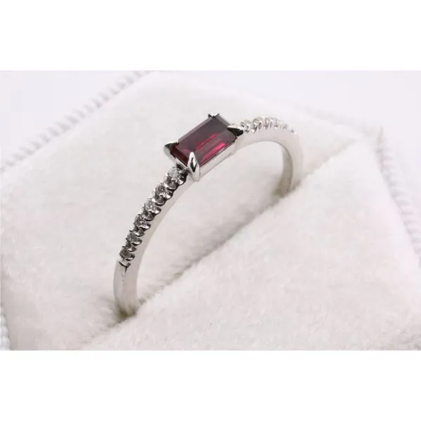10K White Gold Created Ruby Ring With Natural Diamonds Image 2 Puckett's Fine Jewelry Benton, KY