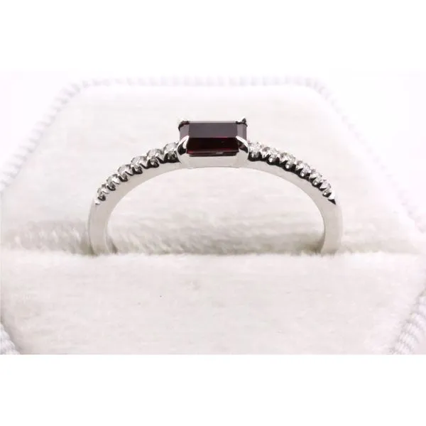 10K White Gold Created Ruby Ring With Natural Diamonds Image 3 Puckett's Fine Jewelry Benton, KY