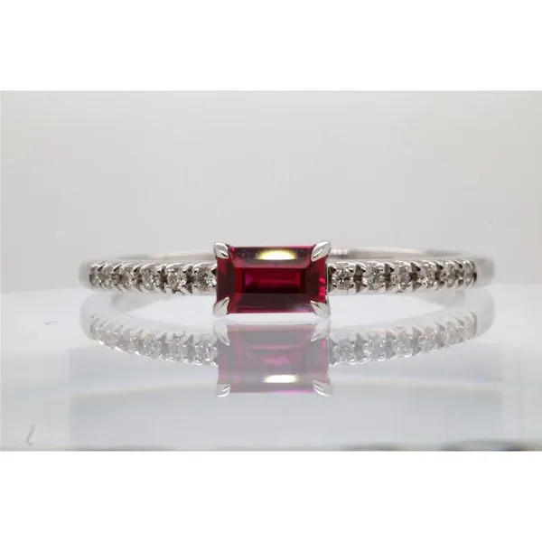 10K White Gold Created Ruby Ring With Natural Diamonds Puckett's Fine Jewelry Benton, KY