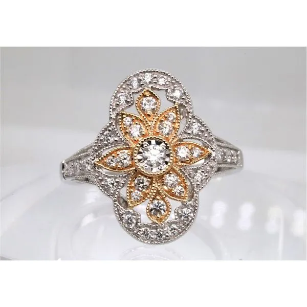 14K Two-Tone Gold Diamond Filigree Fashion Ring Puckett's Fine Jewelry Benton, KY