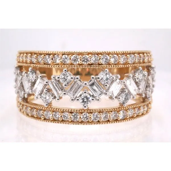 14K Yellow Gold Baguette and Round Diamond Fashion Ring Puckett's Fine Jewelry Benton, KY