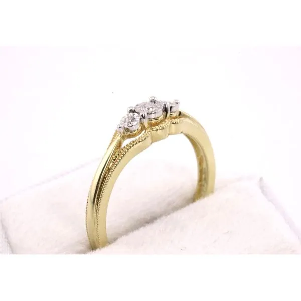 10KY 3 Stone Diamond Ring With Milgrain Accents Image 2 Puckett's Fine Jewelry Benton, KY