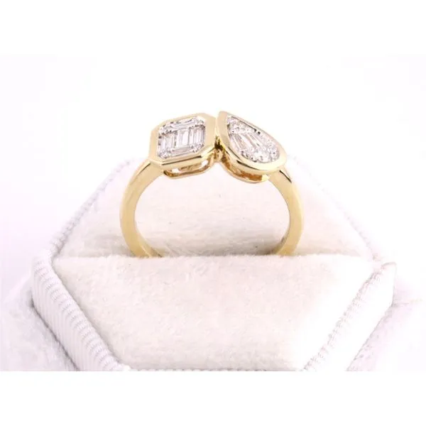 14K Yellow Gold Two-Stone Illusion Ring with Baguette & Round Diamonds Image 3 Puckett's Fine Jewelry Benton, KY