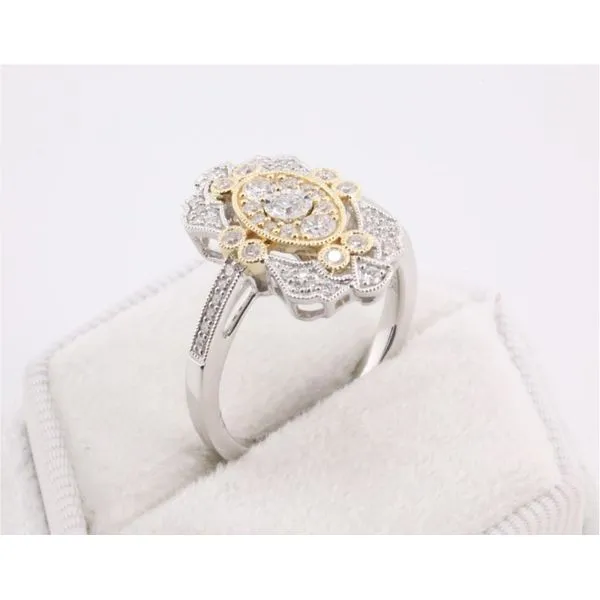 14K Yellow & White Gold Vintage-Style Diamond Ring Image 2 Puckett's Fine Jewelry Benton, KY