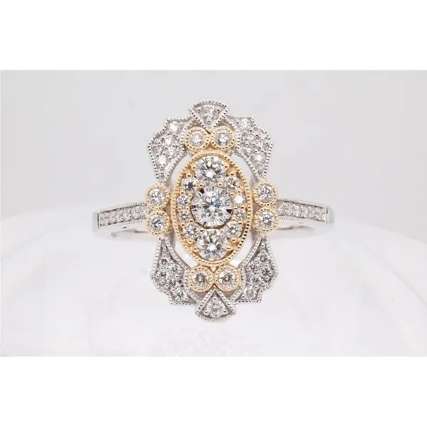 14K Yellow & White Gold Vintage-Style Diamond Ring Puckett's Fine Jewelry Benton, KY