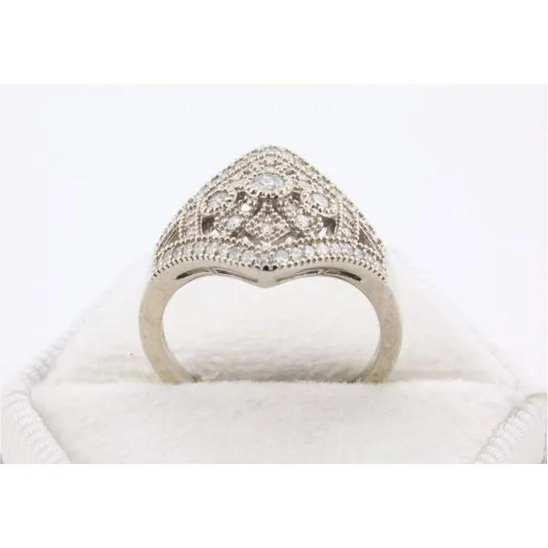 10K White Gold Antique-Style Diamond Fashion Ring Image 3 Puckett's Fine Jewelry Benton, KY
