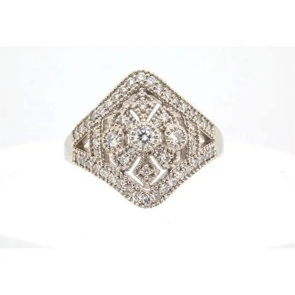 10K White Gold Antique-Style Diamond Fashion Ring Puckett's Fine Jewelry Benton, KY