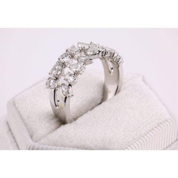 14K White Gold Double Row Diamond Band with Fancy Cut Diamonds Image 2 Puckett's Fine Jewelry Benton, KY