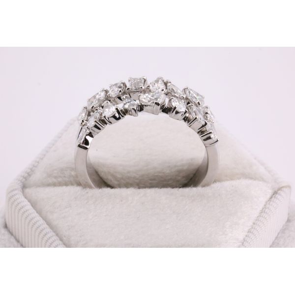 14K White Gold Double Row Diamond Band with Fancy Cut Diamonds Image 3 Puckett's Fine Jewelry Benton, KY