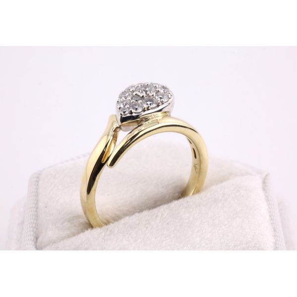 14K Yellow Gold Diamond Bypass Ring with Teardrop Cluster Image 2 Puckett's Fine Jewelry Benton, KY