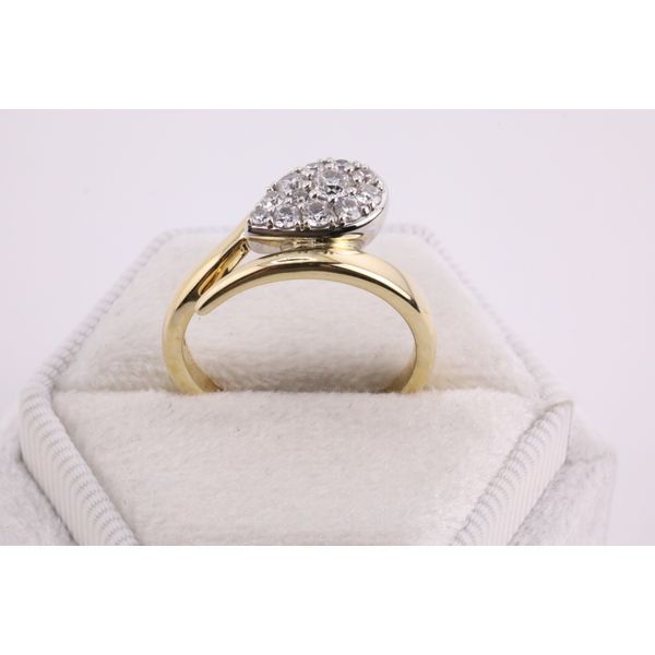 14K Yellow Gold Diamond Bypass Ring with Teardrop Cluster Image 3 Puckett's Fine Jewelry Benton, KY