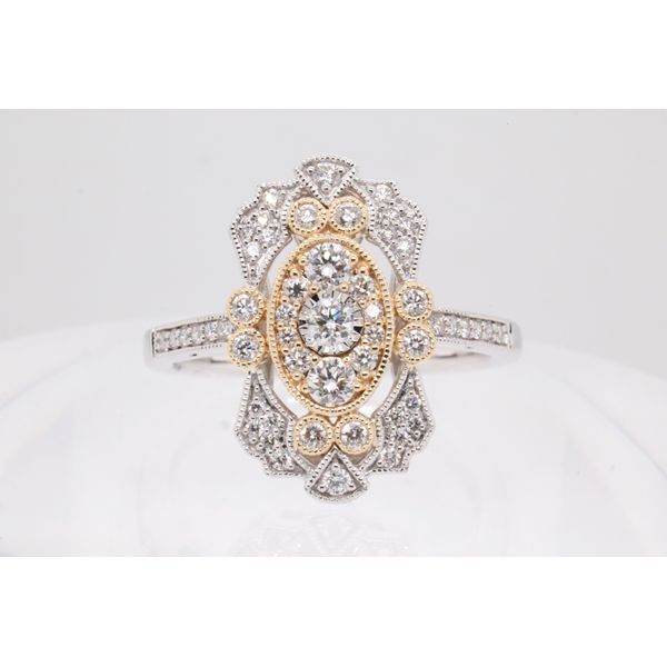 14K Yellow & White Gold Vintage-Style Diamond Ring Puckett's Fine Jewelry Benton, KY