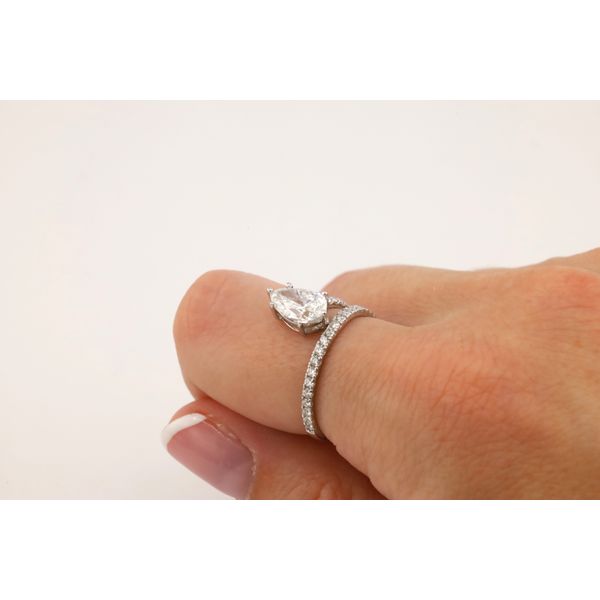 14K White Gold Pear Lab-Grown Diamond Bypass Ring Image 4 Puckett's Fine Jewelry Benton, KY
