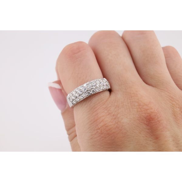 Platinum Multi-Row Diamond Band Image 3 Puckett's Fine Jewelry Benton, KY