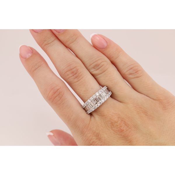14K White Gold Natural Diamond Wide Band – 2.00ctw Baguette & Round Image 3 Puckett's Fine Jewelry Benton, KY
