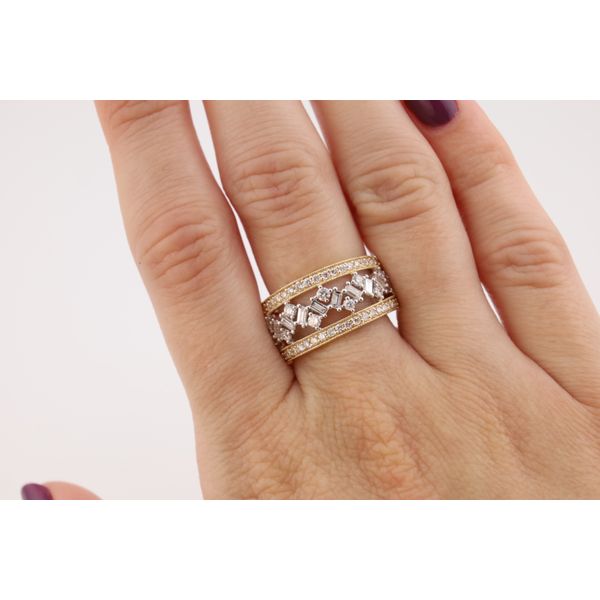 14K Two-Tone Gold Natural Diamond Open Band – 1.00ctw Baguette & Round Image 2 Puckett's Fine Jewelry Benton, KY