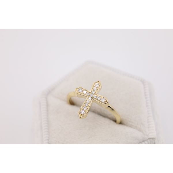 14K Yellow Gold Natural Diamond Cross Ring – 0.15ctw Image 2 Puckett's Fine Jewelry Benton, KY
