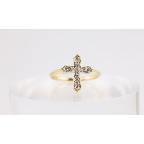 14K Yellow Gold Natural Diamond Cross Ring – 0.15ctw Puckett's Fine Jewelry Benton, KY