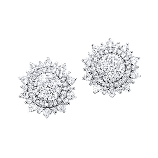14K White Gold Diamond Circle Earrings Image 2 Puckett's Fine Jewelry Benton, KY