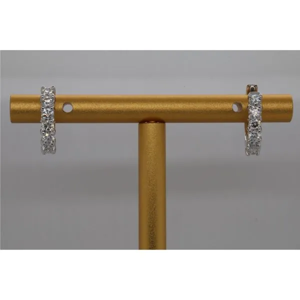 Pink Diamond Corp. 18K White Gold Diamond Huggie Hoop Earrings Puckett's Fine Jewelry Benton, KY