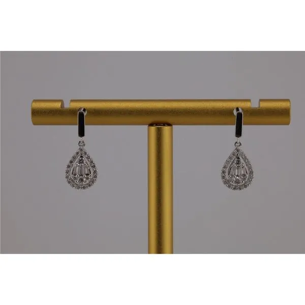 14KW Diamond Baguette/Round Dangle Earrings With Post/Back Puckett's Fine Jewelry Benton, KY