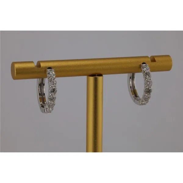 14KW Diamond Hoop Earrings With Safety Closure Image 2 Puckett's Fine Jewelry Benton, KY