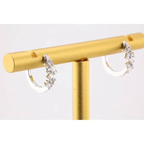 14KW Diamond Huggie Earrings With Scattered Diamonds Image 2 Puckett's Fine Jewelry Benton, KY