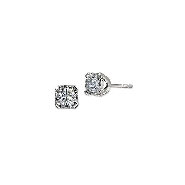 14KW Miracle Top Round Brilliant Natural Diamond Stud Earrings, .50 TWT Puckett's Fine Jewelry Benton, KY