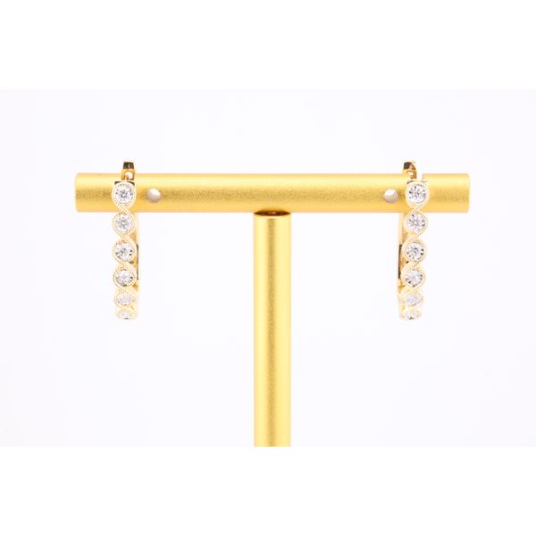 14K Yellow Gold Diamond Oval Hoop Earrings Image 2 Puckett's Fine Jewelry Benton, KY
