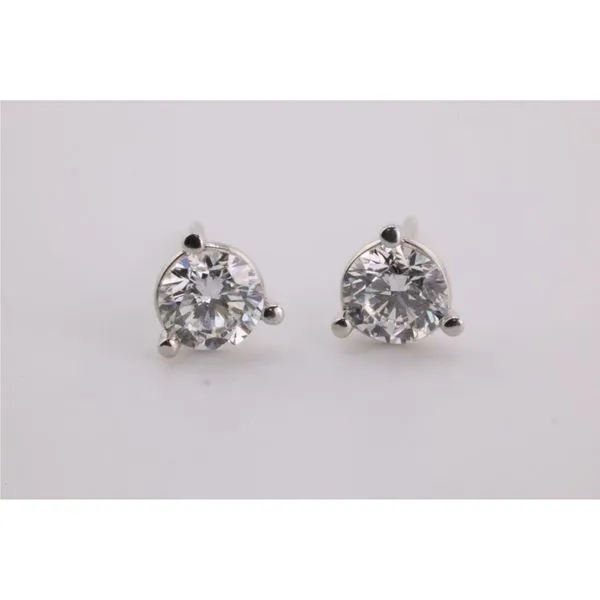 14K White Gold Lab-Grown Diamond Stud Earrings – 1.03ctw, 3-Prong Martini Setting Puckett's Fine Jewelry Benton, KY