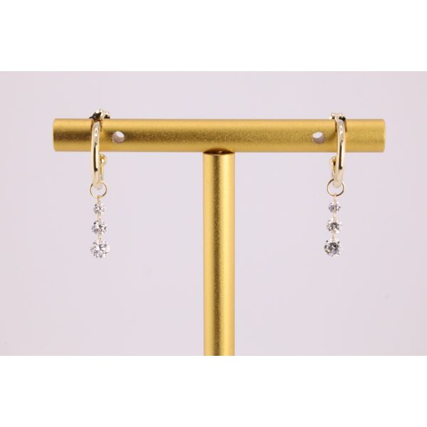 14K Yellow Gold Dashing Diamonds Hoop Charm Dangle Earrings Image 2 Puckett's Fine Jewelry Benton, KY