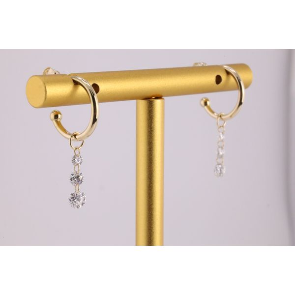 14K Yellow Gold Dashing Diamonds Hoop Charm Dangle Earrings Puckett's Fine Jewelry Benton, KY