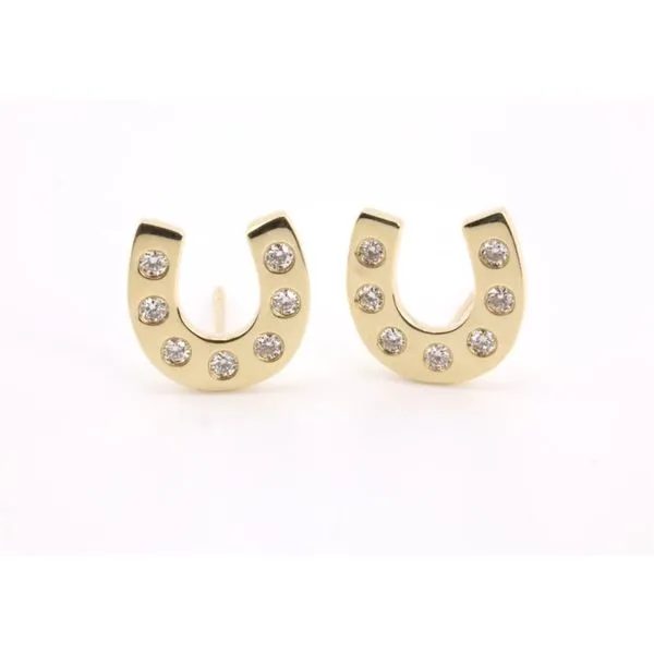 14K Yellow Gold Horseshoe Diamond Earrings Puckett's Fine Jewelry Benton, KY