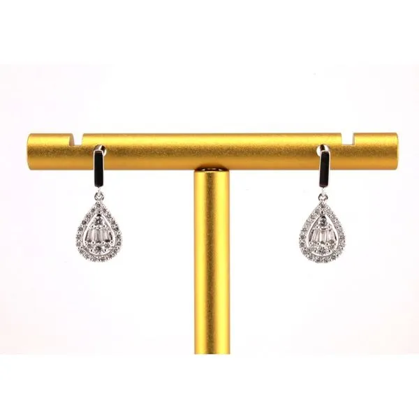 14K White Gold Diamond Baguette & Round Dangle Earrings Puckett's Fine Jewelry Benton, KY