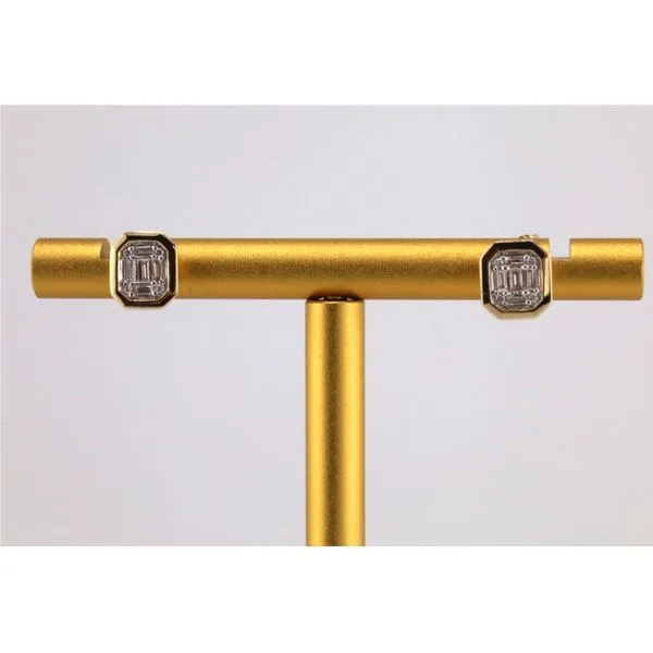 14K Yellow Gold Illusion-Set Diamond Bezel Earrings Image 2 Puckett's Fine Jewelry Benton, KY