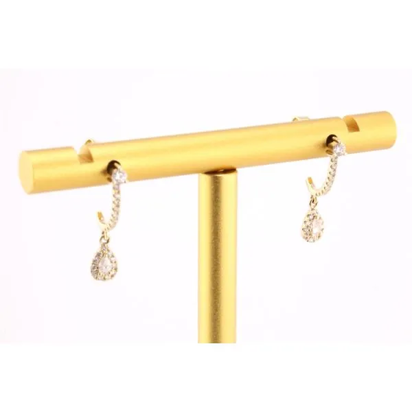 14K Yellow Gold Diamond Half-Hoop Earrings with Teardrop Accent Image 2 Puckett's Fine Jewelry Benton, KY