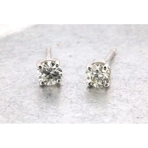 14KW 1/3 CT TWT Diamond Round Brilliant Solitaire Earrings Puckett's Fine Jewelry Benton, KY